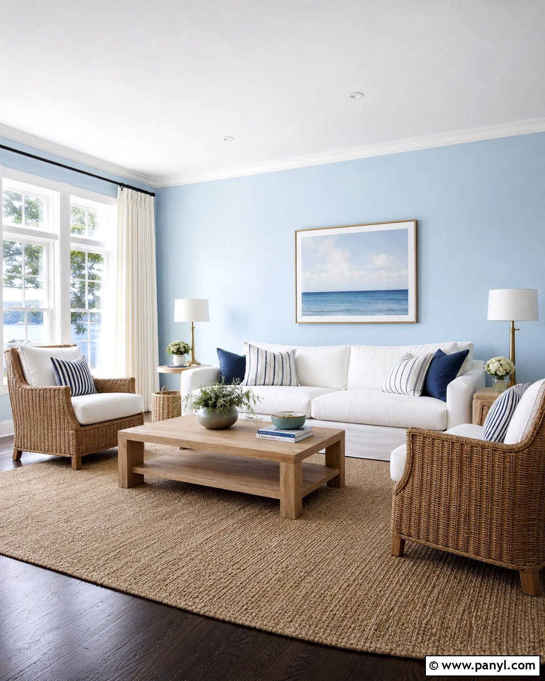 Sky Blue Living Room Walls With White Sofa - 30 Sky Blue Walls