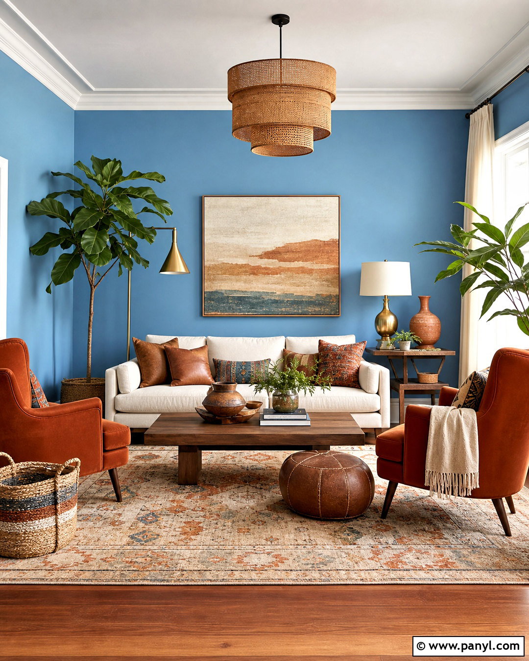 Sky Blue Living Room With Terracotta Accents - 20 sky blue room ideas