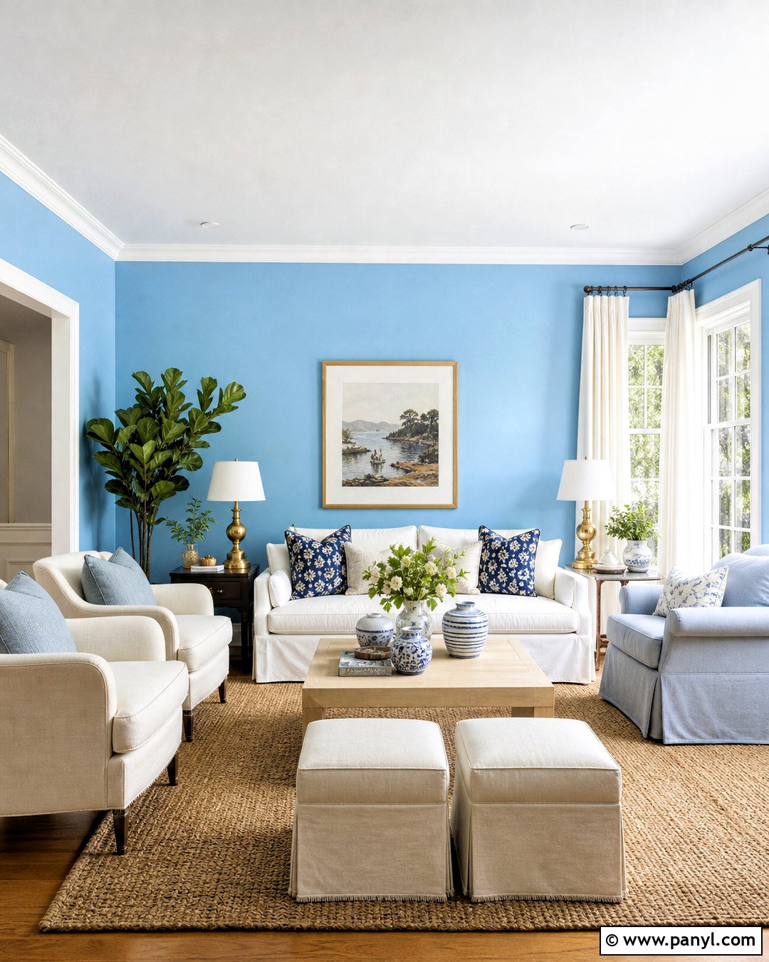 Sky Blue Living Room With White Furniture - 20 sky blue room ideas
