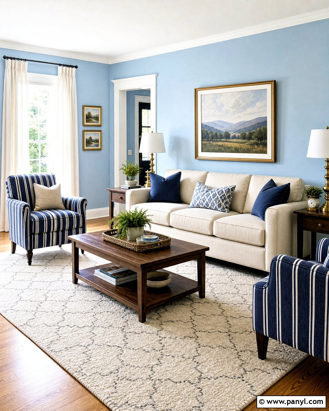 Sky Blue Living Room With White Trim - 20 sky blue wall ideas