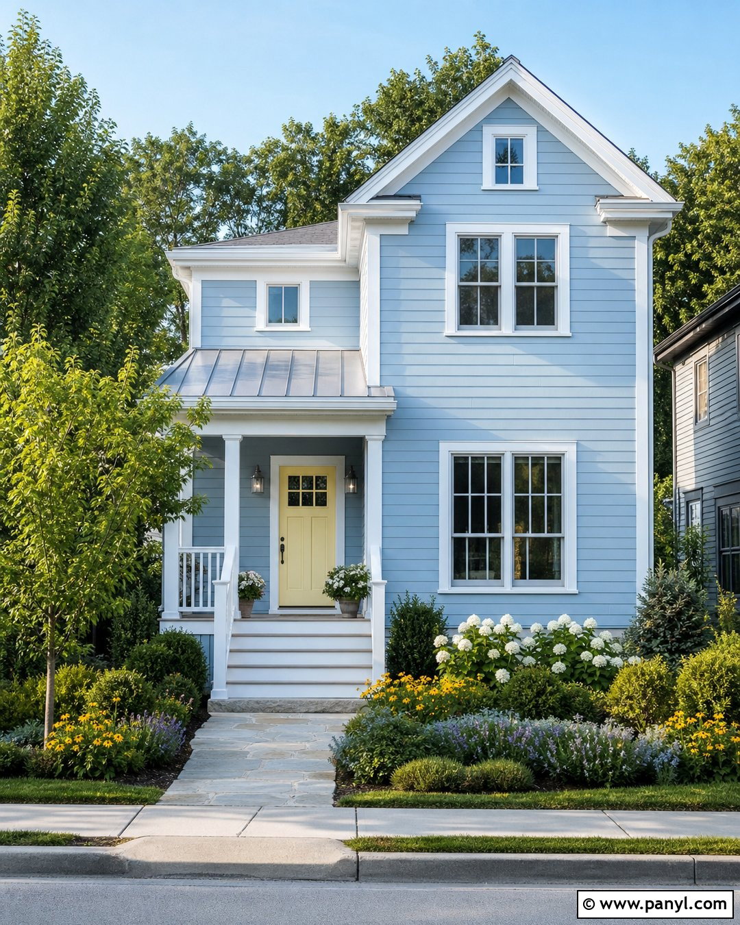 Sky Blue Outside Wall Colour With Pale Yellow - 35 outside wall colour ideas