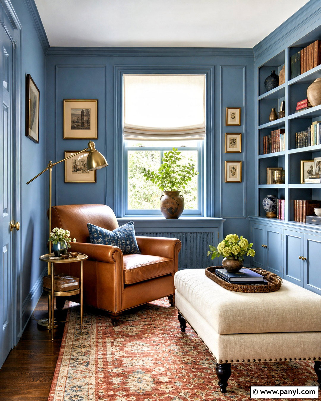 Sky Blue Reading Room With Built-In Shelves - 20 sky blue wall ideas