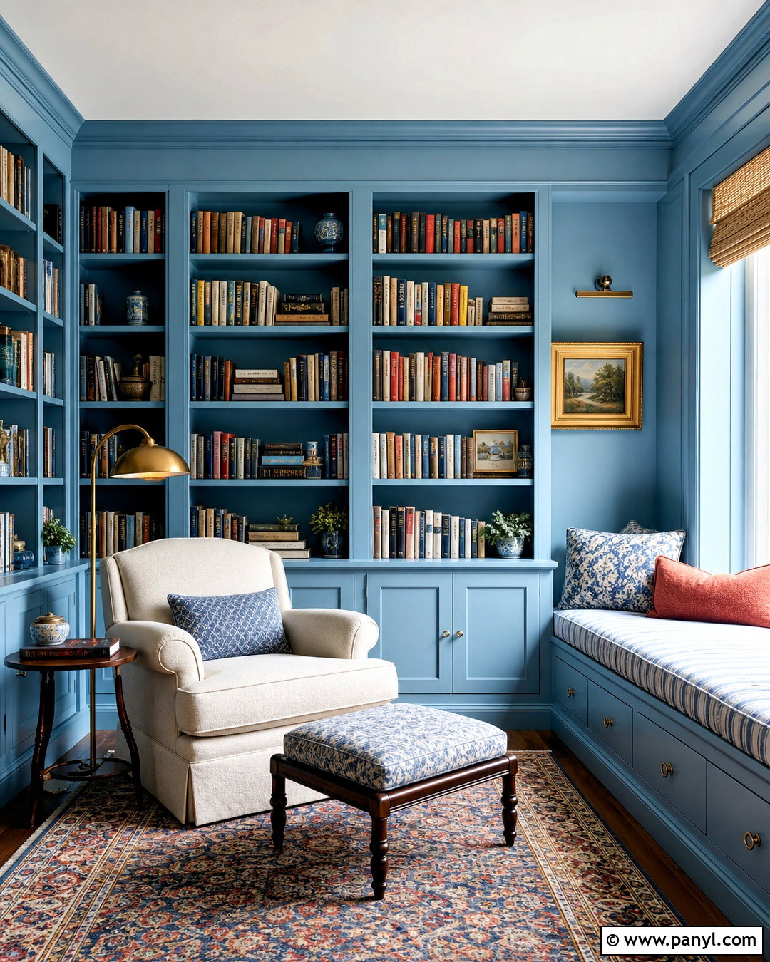 Sky Blue Reading Room With Built-Ins - 20 sky blue room ideas