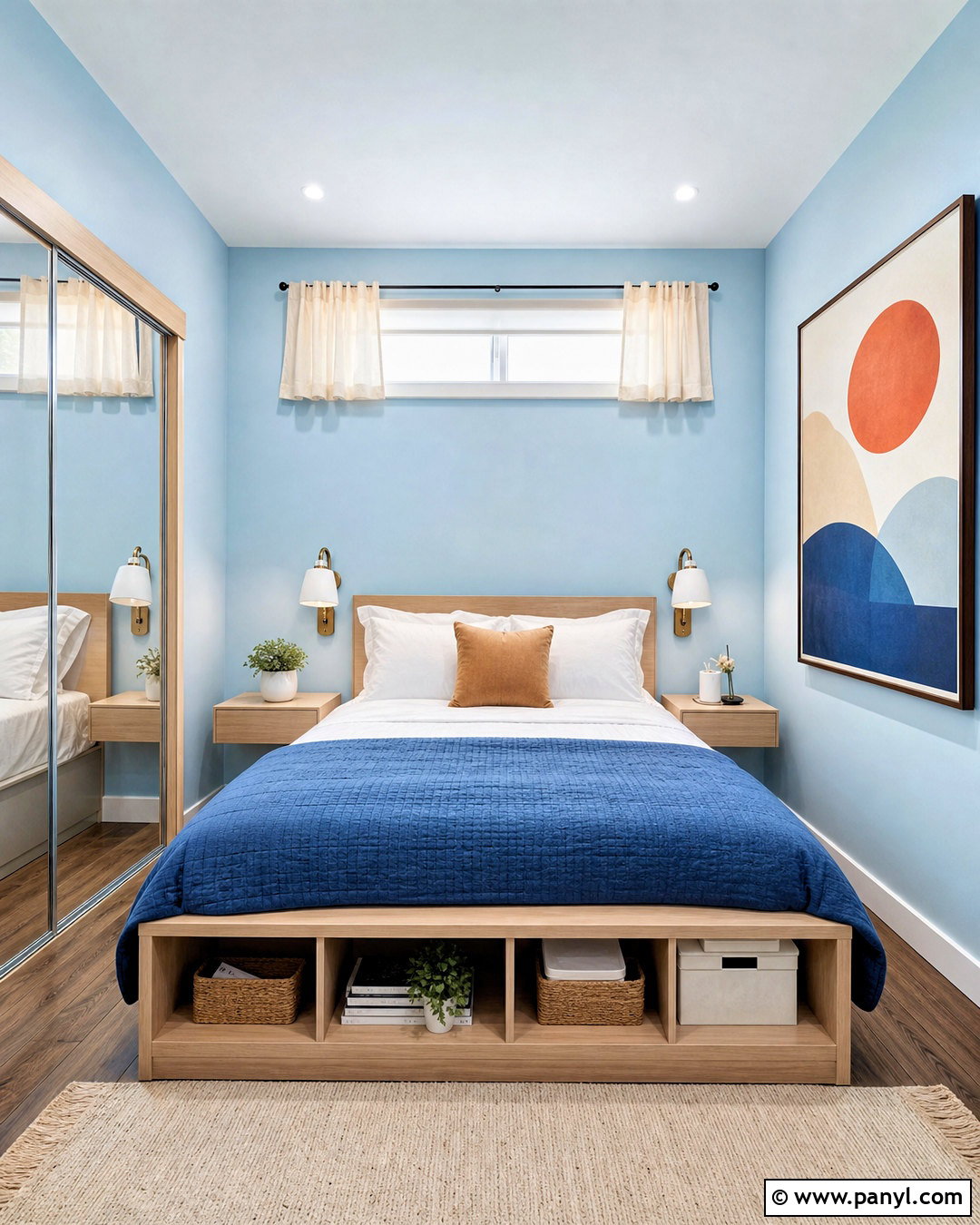 Sky Blue Small Bedroom With Storage - 20 sky blue room ideas