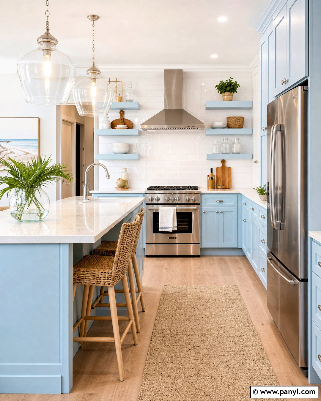 Sky Blue Small Kitchen - 20 small kitchen color ideas