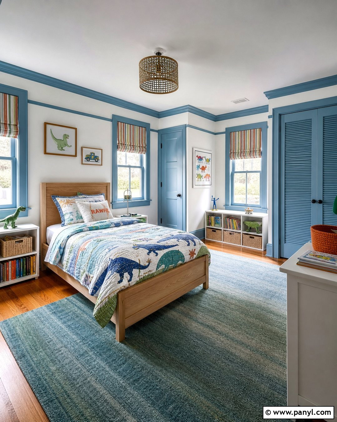 Sky Blue Trim With White Walls - 25 White Wall Colored Trim Ideas