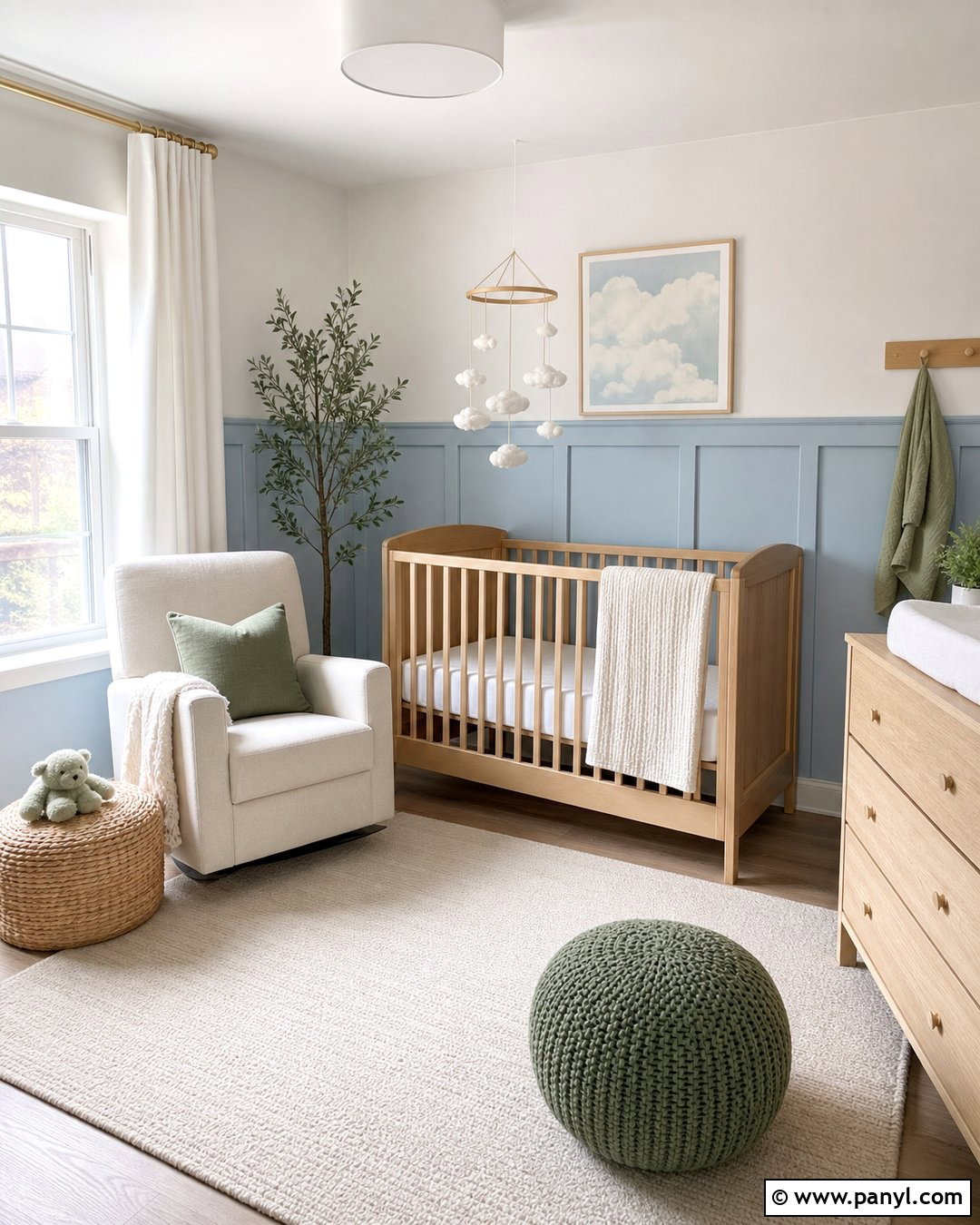 Sky Blue Wainscoting Nursery - 35 blue wainscoting ideas