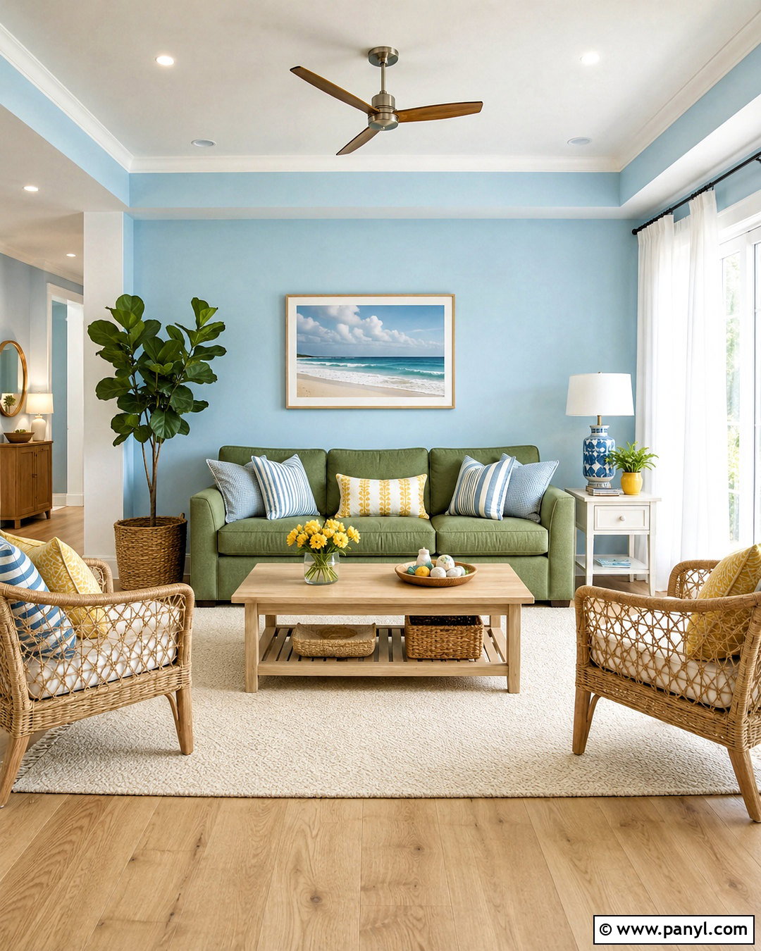 Sky Blue Wall Color With Green Sofa - 35 Wall Color For Green Sofa Ideas