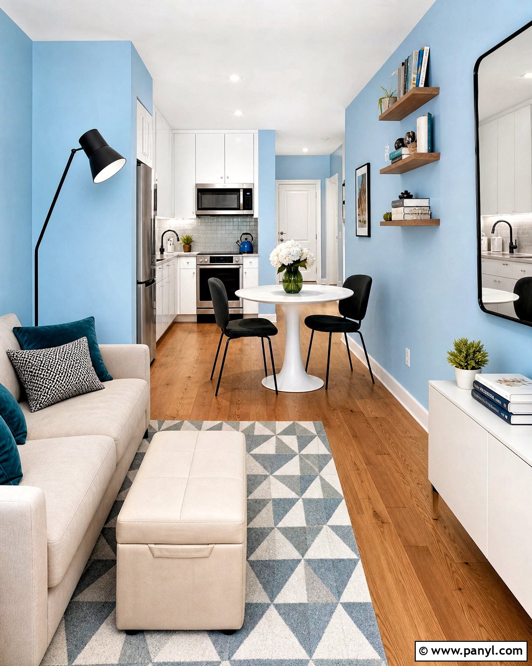 Sky Blue Walls In A Small Apartment - 20 sky blue wall ideas