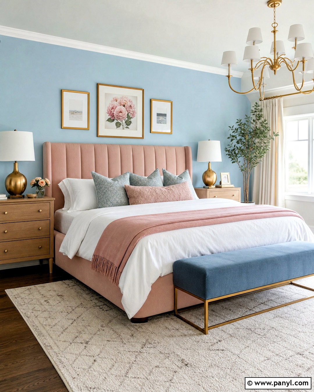 Sky Blue Walls With Blush Pink Decor - 20 sky blue wall ideas