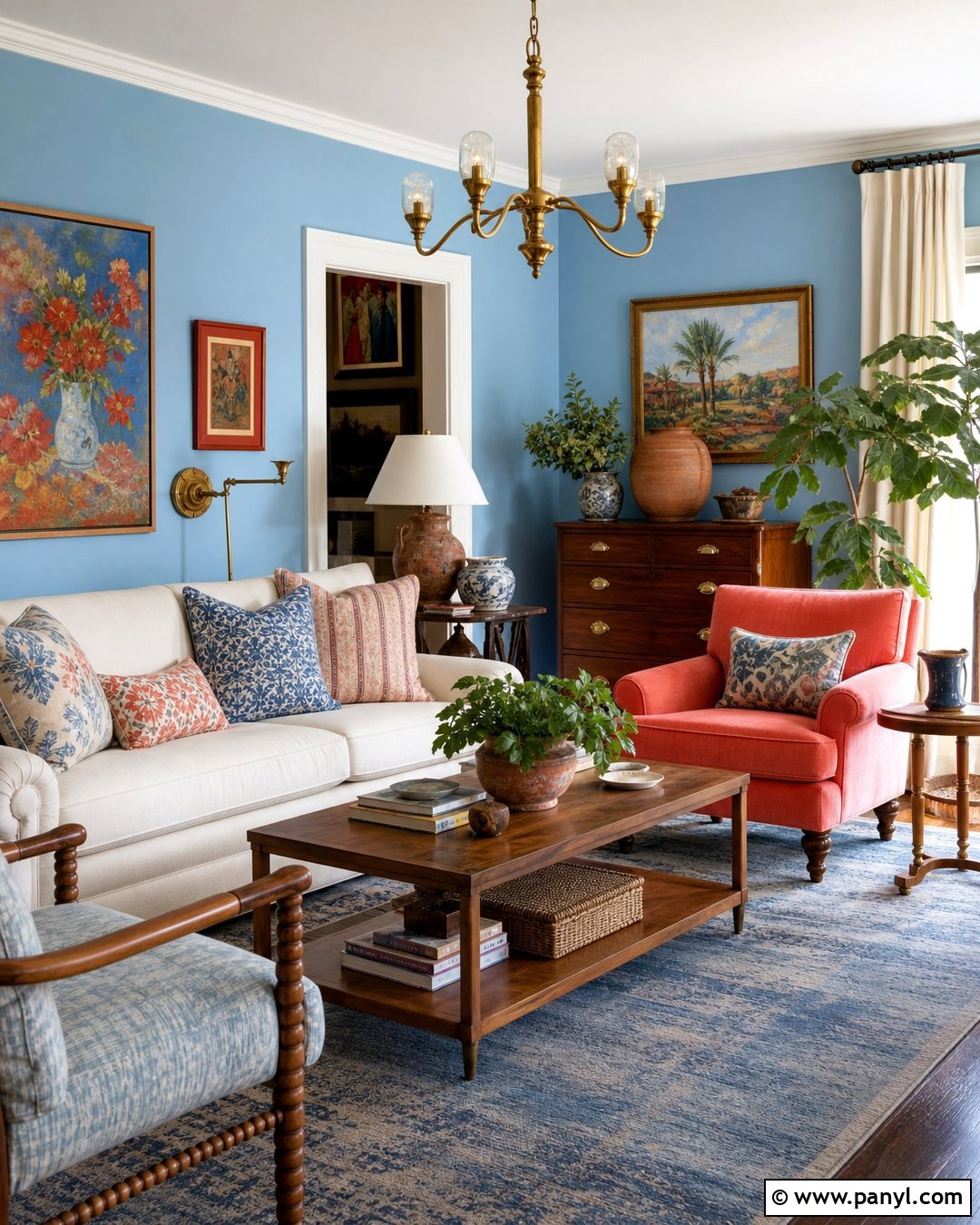 Sky Blue Walls With Coral Accents - 30 Sky Blue Walls