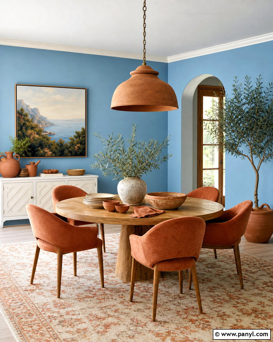 Sky Blue Walls With Terracotta Accents - 20 sky blue wall ideas