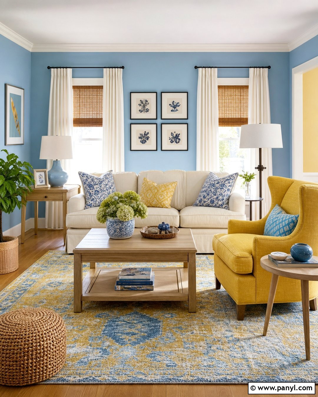 Sky Blue Walls With Yellow Accents - 30 Sky Blue Walls