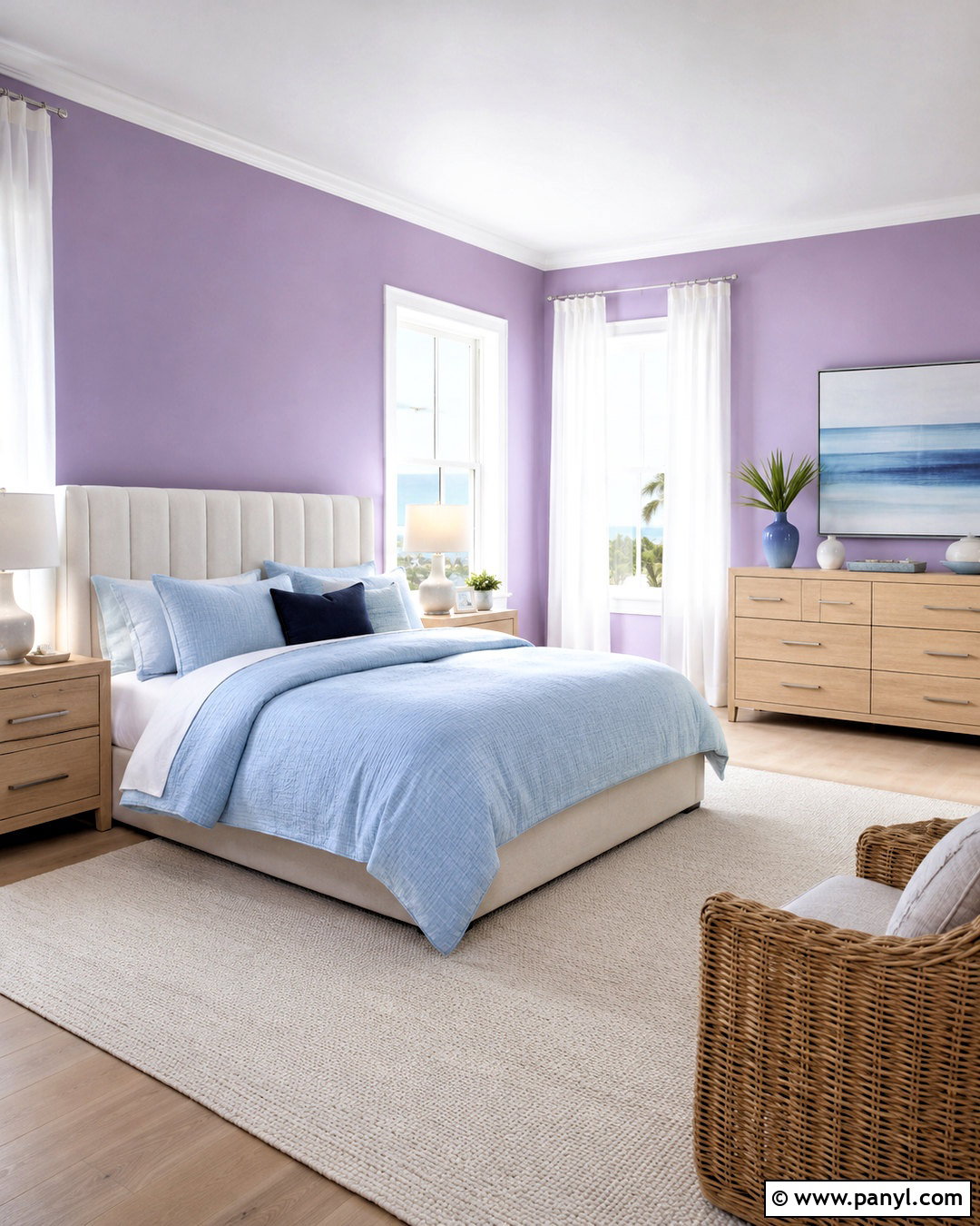 Sky Blue With Purple Walls - 20 colors that go with purple walls