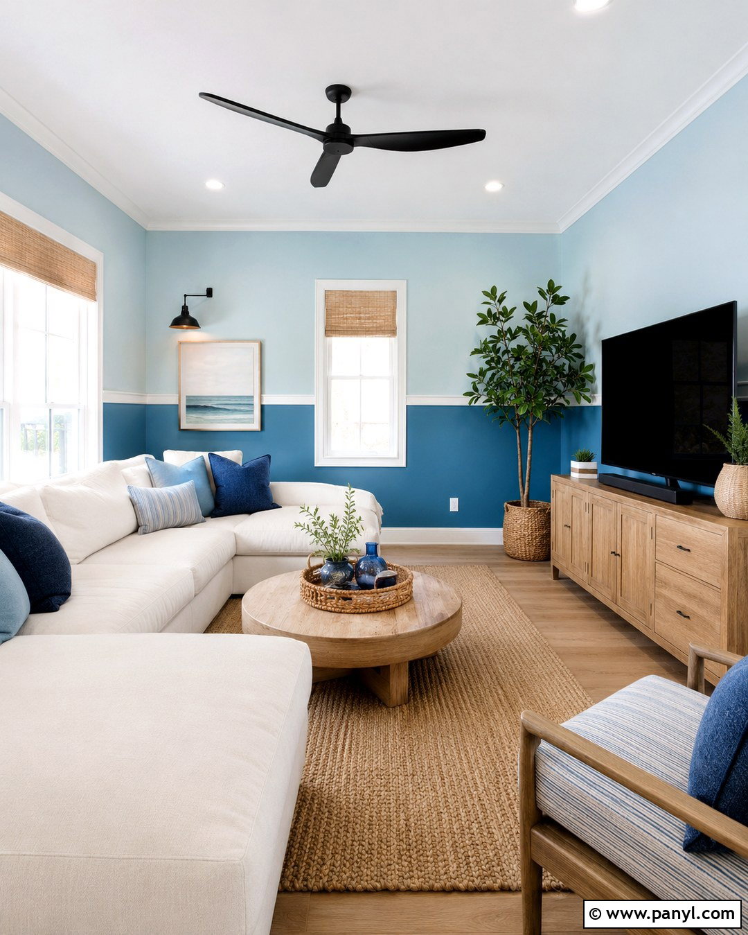 Sky and Ocean Two Tone Wall - 20 Ocean Theme Wall Paint Ideas