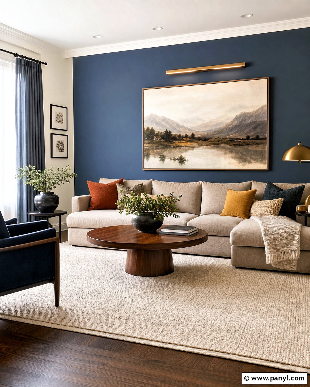 Slate Blue Accent Wall With Sectional - 20 accent walls in living room ideas paint ideas