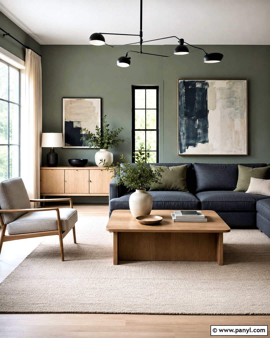 Slate Blue And Eucalyptus Green Living Room - 20 blue and green living room color scheme ideas