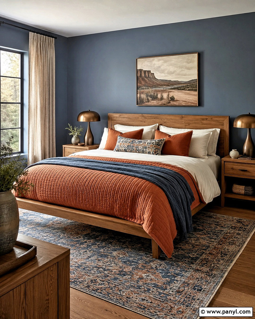 Slate Blue And Terracotta Bedroom - 20 blue bedroom color schemes