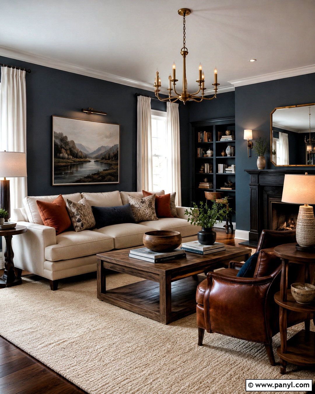 Slate Blue And Walnut Brown Living Room - 20 color combinations home living rooms