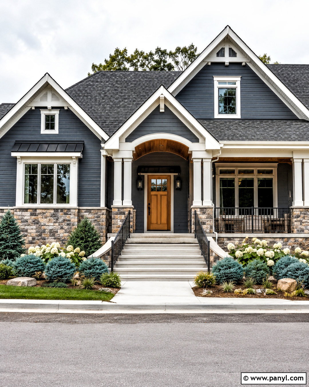 Slate Blue And Warm White Outer Wall - 20 outer wall colour combination ideas