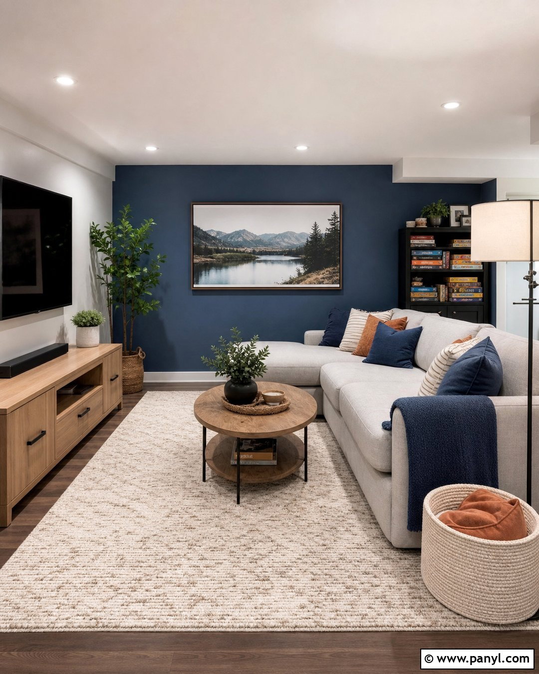 Slate Blue Basement Accent Wall - 20 Accent Blue Wall Ideas