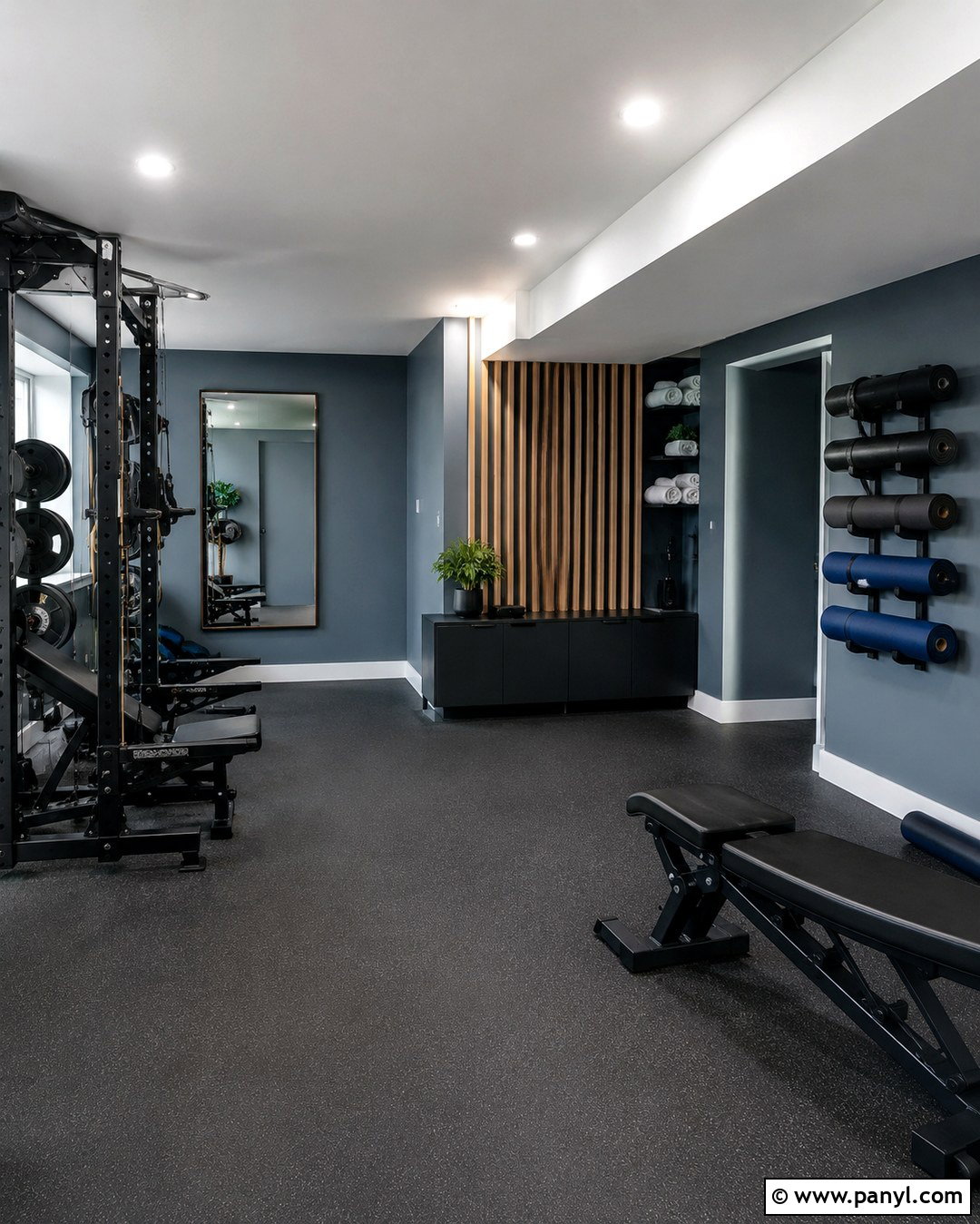 Slate Blue Basement Gym - 20 Basement Blue Walls