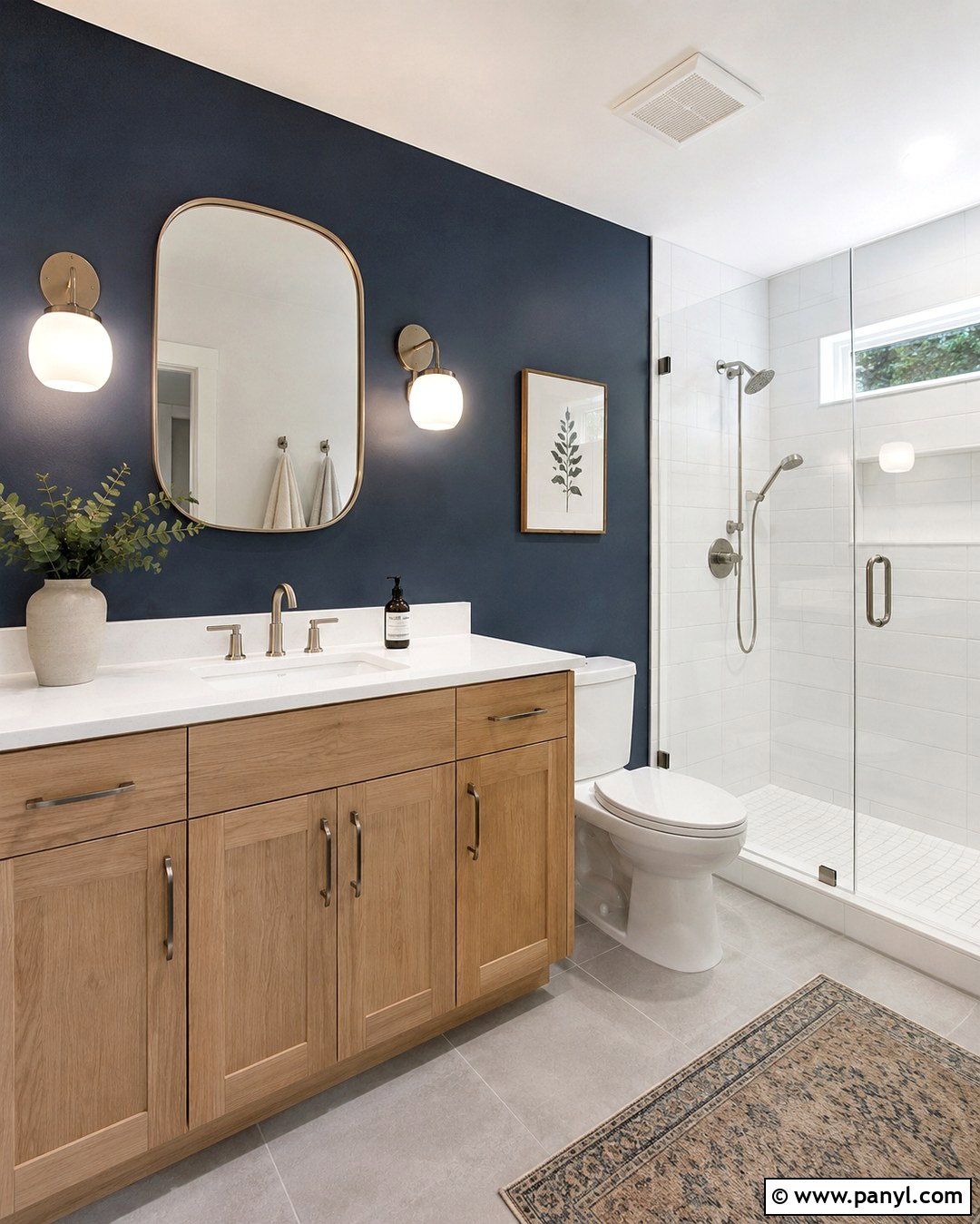 Slate Blue Bathroom Accent Wall - 20 Dark Paint Accent Wall Ideas