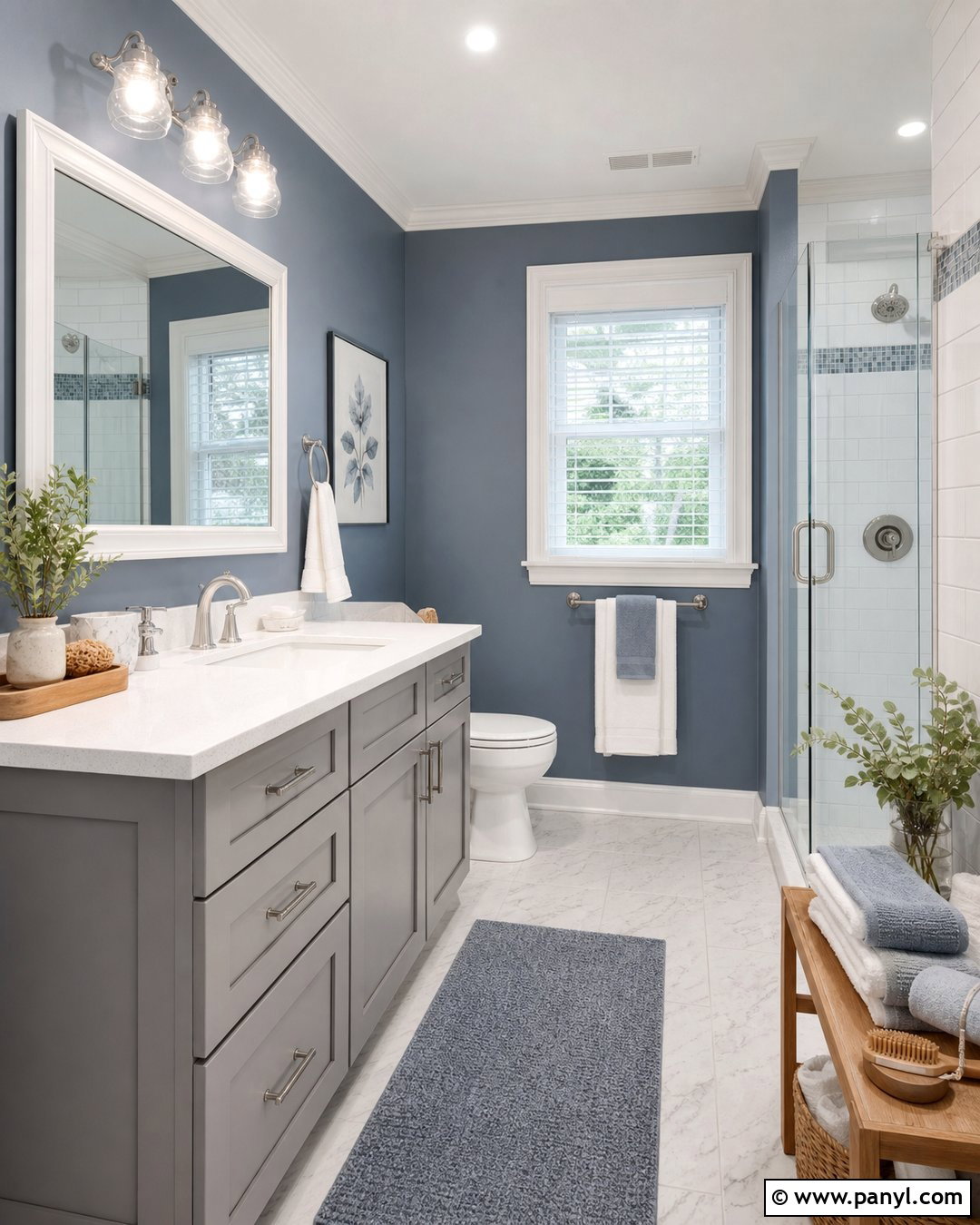 Slate Blue Bathroom Walls - 35 grey vanity bathroom wall colors