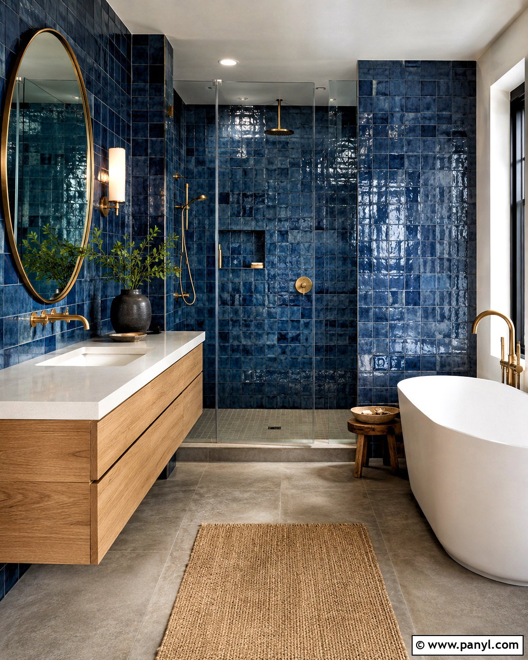 Slate Blue Bathroom With Marble - 20 moody blue bathroom ideas