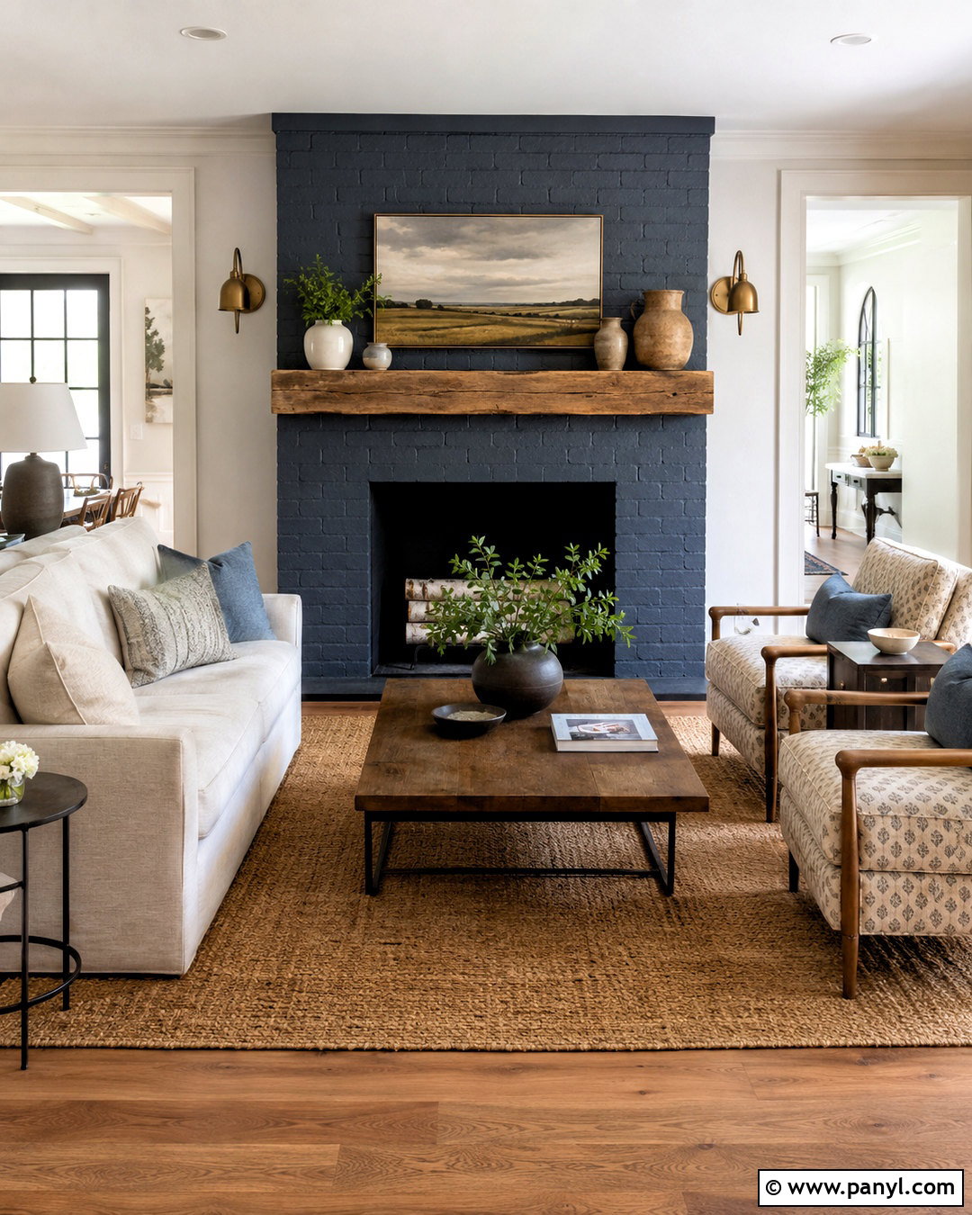 Slate Blue Brick Fireplace Wall - 20 blue brick wall ideas