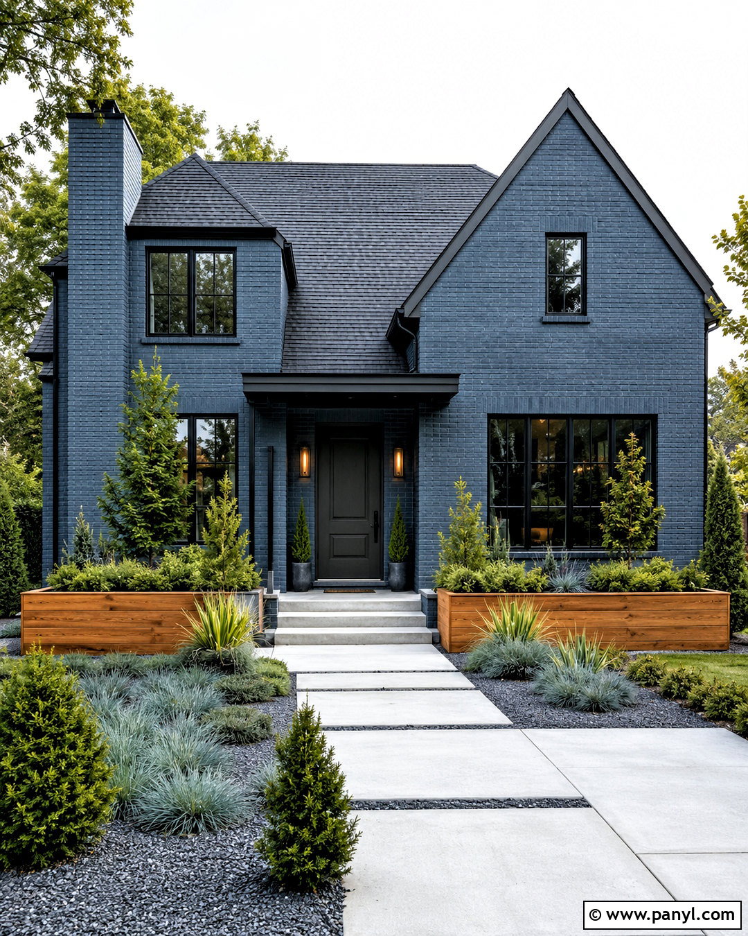Slate Blue Brick House With Black Trim - 20 blue brick house exterior ideas