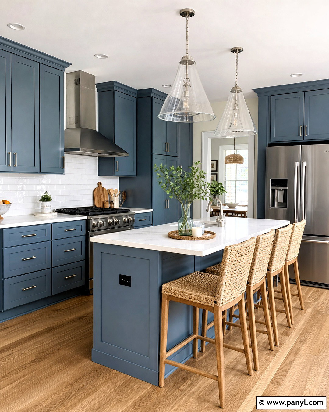 Slate Blue Cabinets With White Quartz - 20 slate blue kitchen ideas