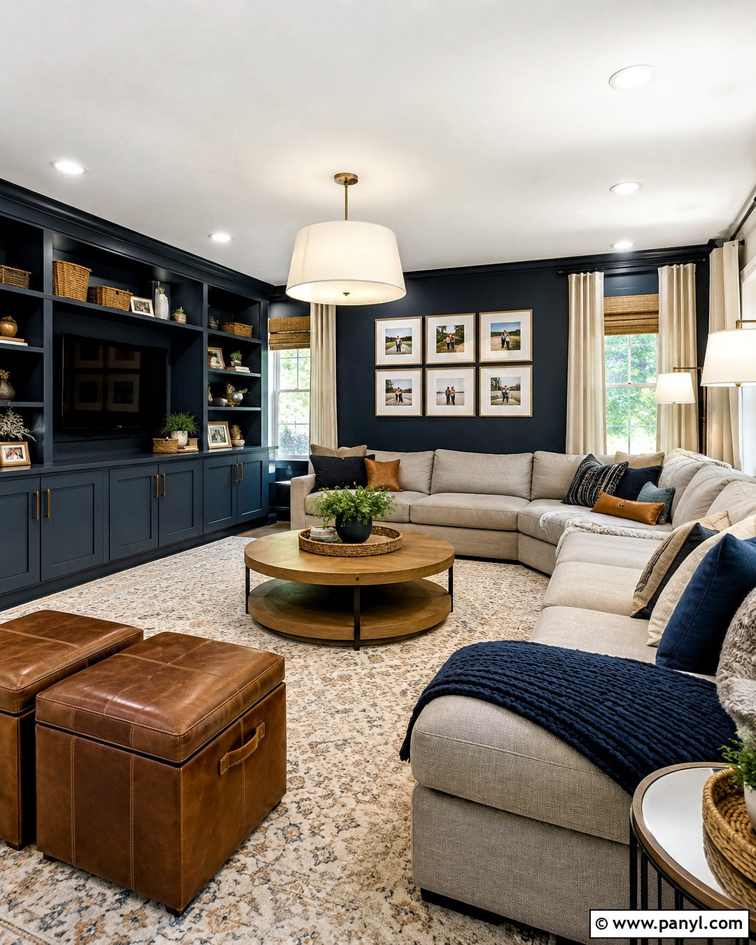 Slate Blue Dark Walls Family Room - 40 dark walls
