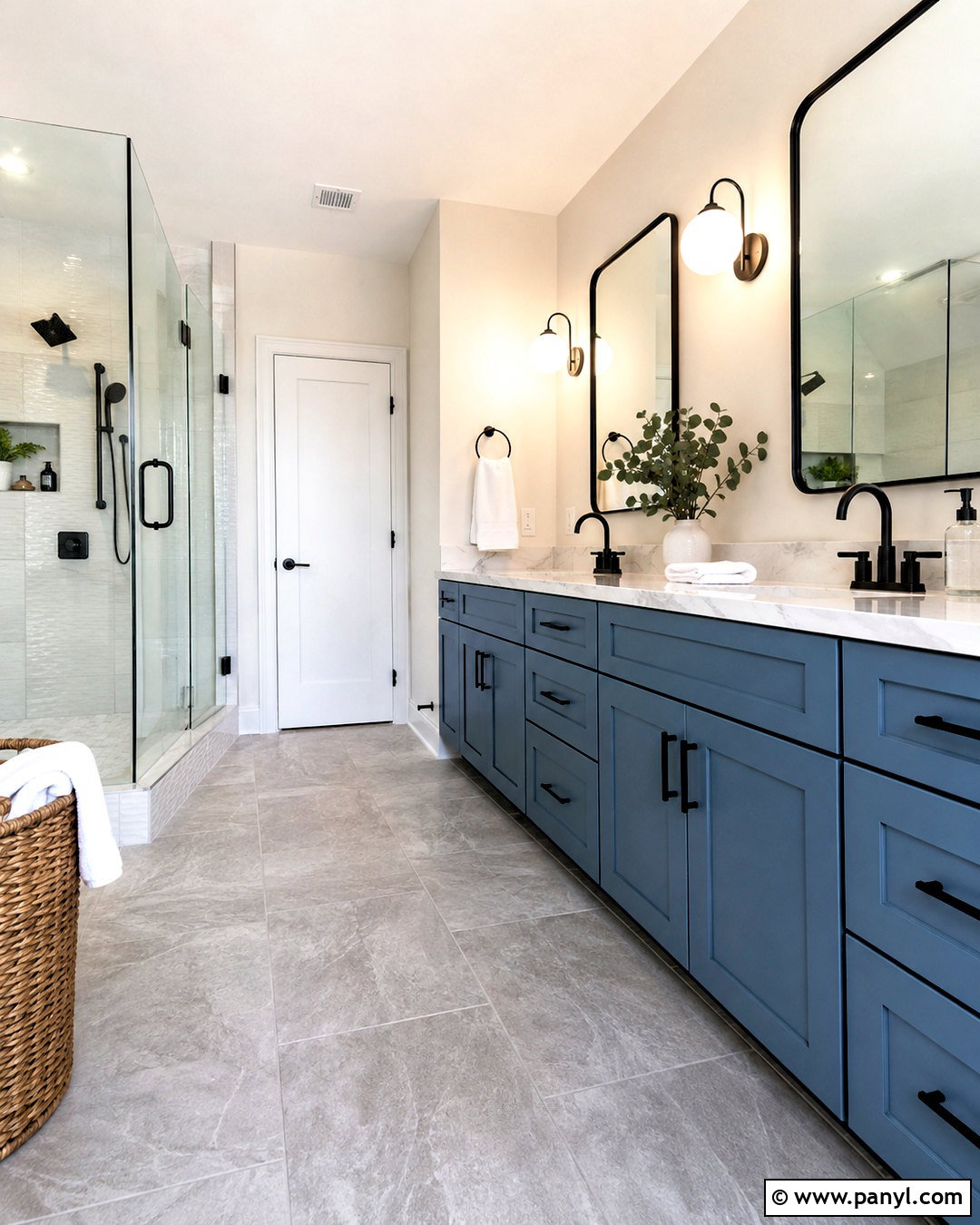 Slate Blue Double Vanity - 20 blue vanity bathroom ideas