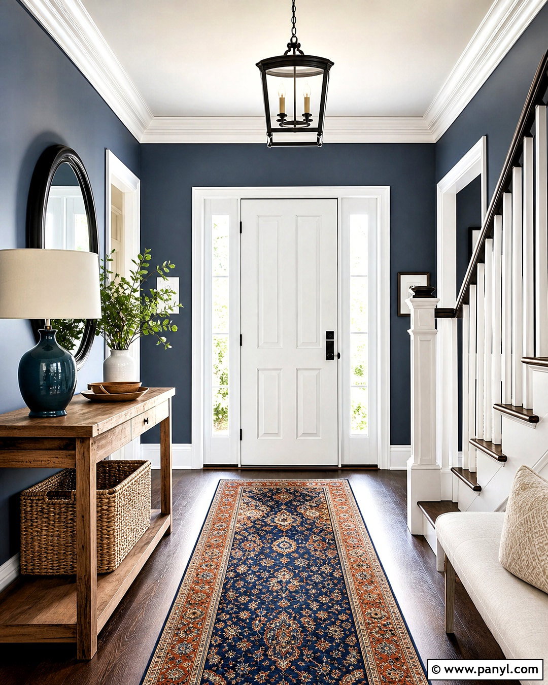 Slate Blue Entryway Walls With White Trim - 20 dark walls white trim ideas