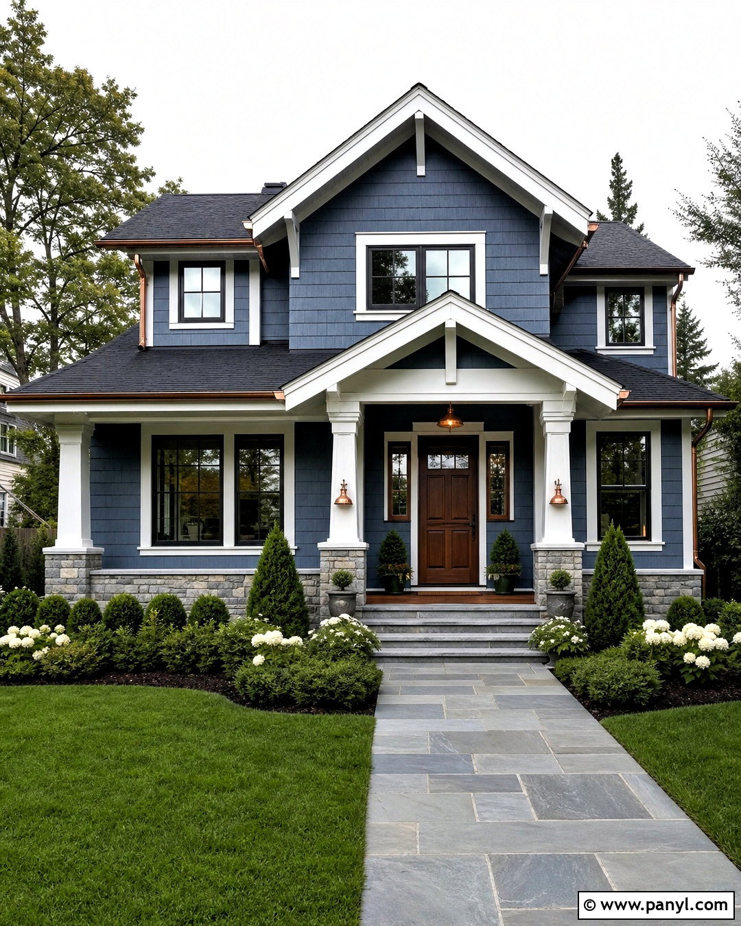 Slate Blue Exterior Walls With Copper Accents - 20 exterior wall painting ideas