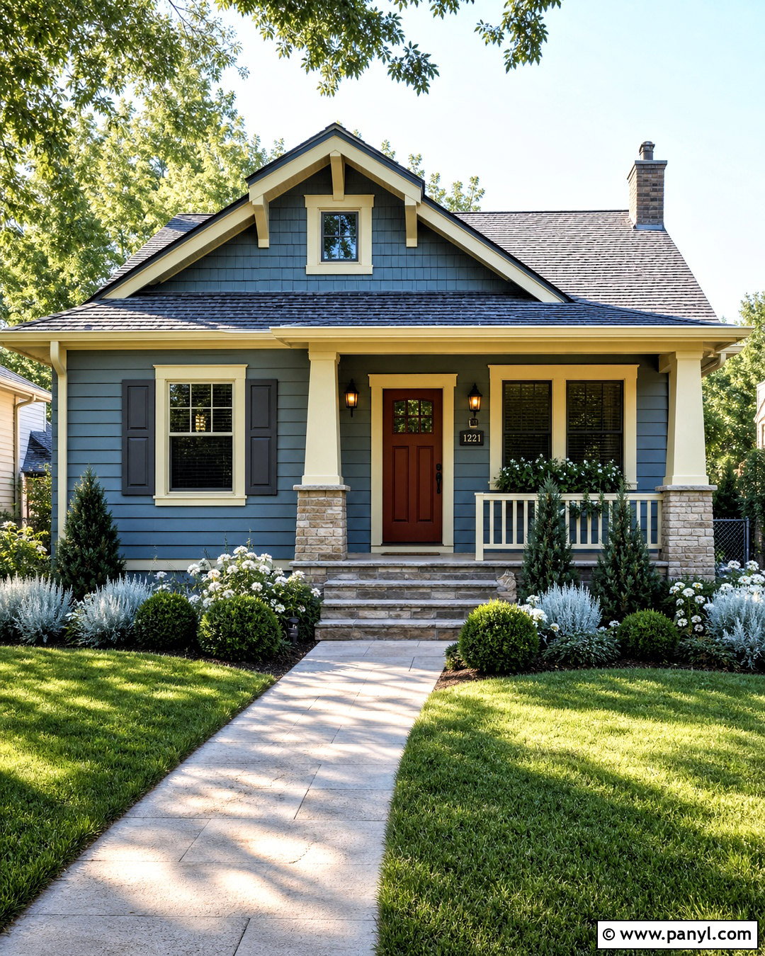 Slate Blue Exterior With Cream Trim - 20 home painting ideas exterior ideas