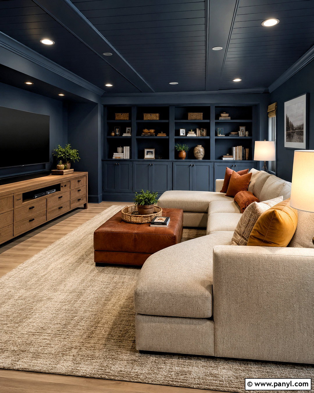 Slate Blue Family Room Walls And Ceiling - 20 dark walls and ceiling ideas