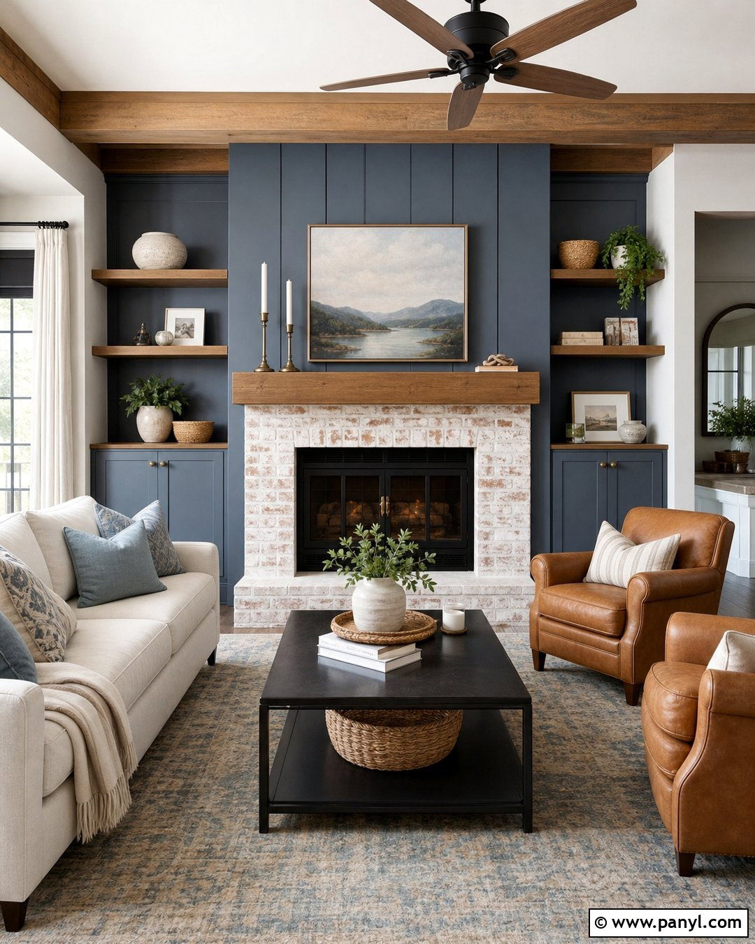 Slate Blue Fireplace Accent Wall - 35 Fireplace Accent Wall Color Ideas