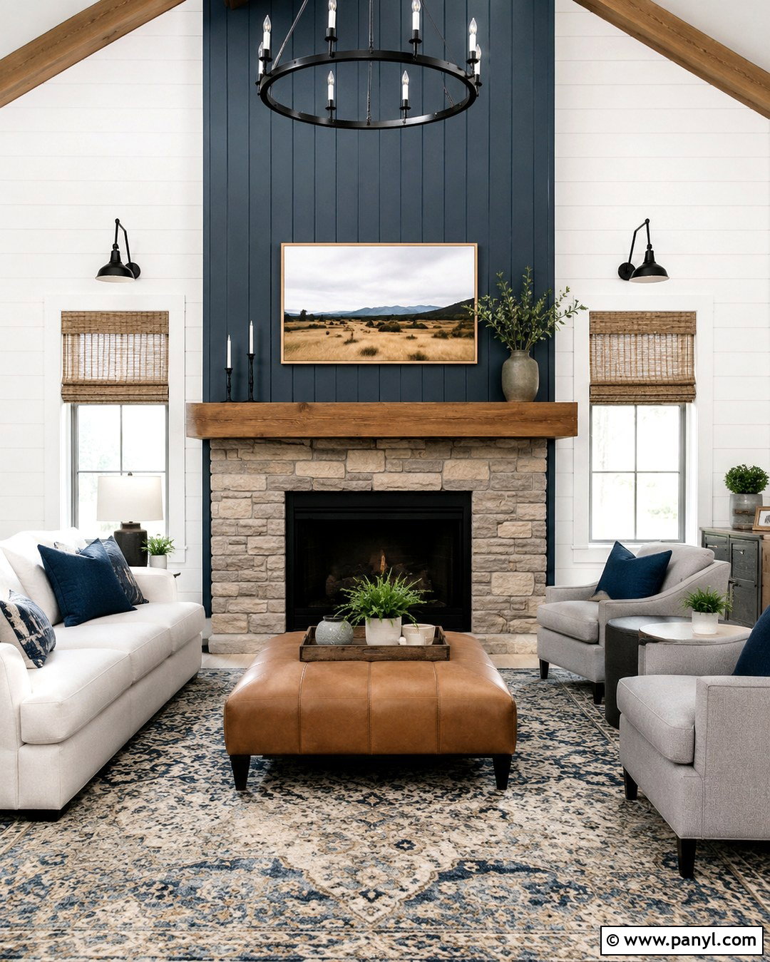 Slate Blue Fireplace Wall - 20 Accent Color On Fireplace Wall Ideas