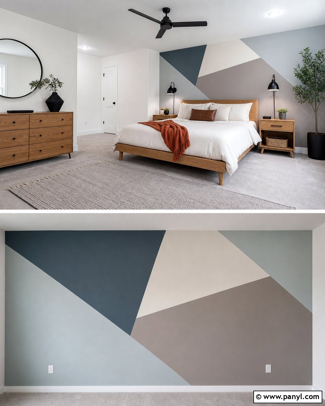Slate Blue Geometric Accent Wall - 25 Slate Blue Accent Wall Ideas