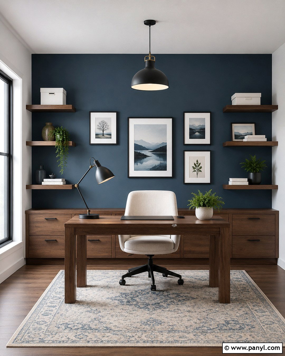 Slate Blue Home Office Accent Wall - 20 White Walls With Blue Accent Wall Ideas