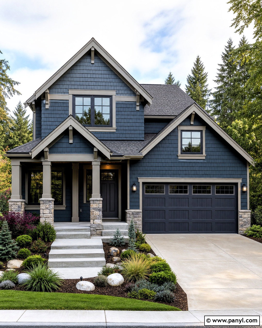 Slate Blue House Color With Gray Stone - 20 house color ideas