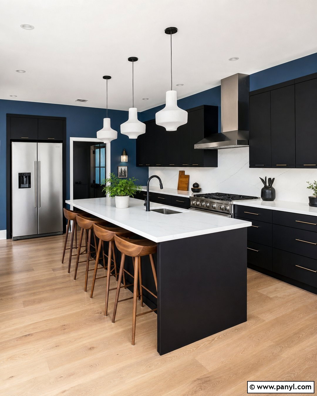 Slate Blue Kitchen Walls With Black Cabinets - 45 blue kitchen walls