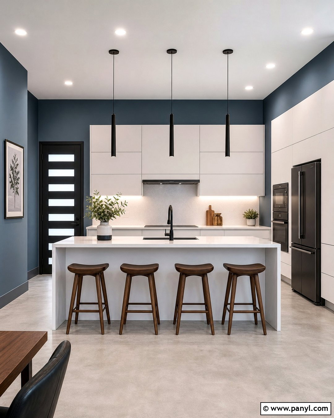 Slate Blue Kitchen Walls With Modern White Cabinets - 30 blue kitchen walls white cabinets