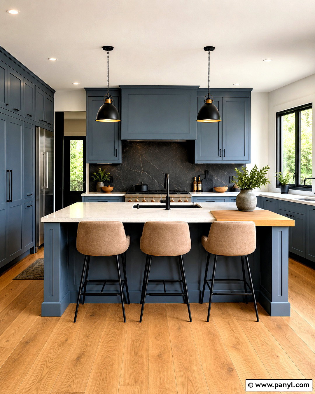 Slate Blue Kitchen With Black Accents - 20 blue kitchens ideas