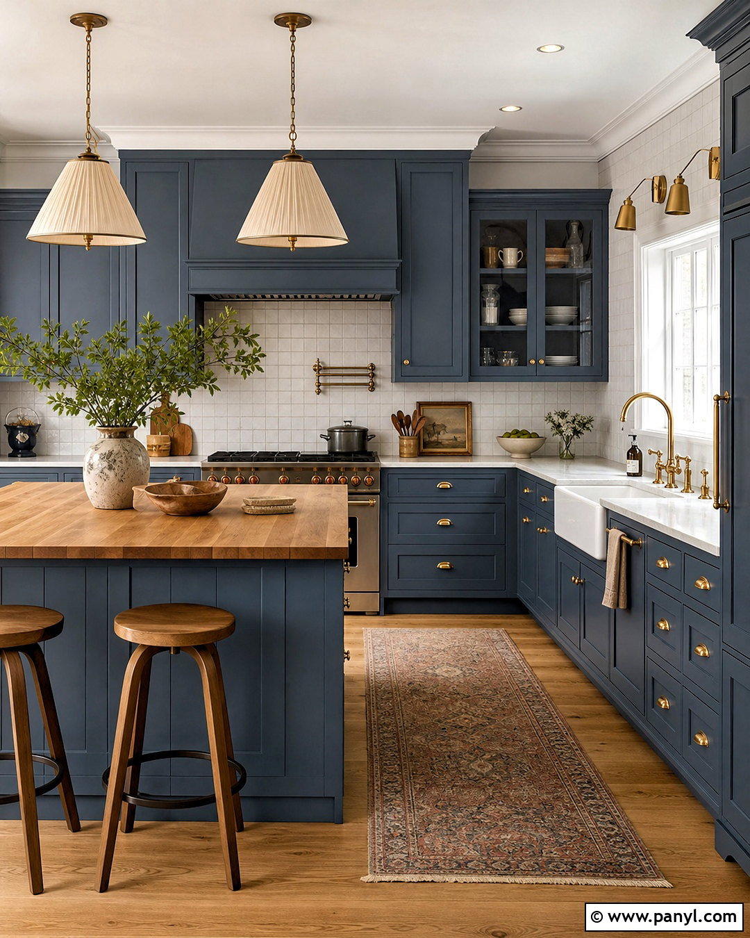 Slate Blue Kitchen With Brass Hardware - 20 slate blue kitchen ideas