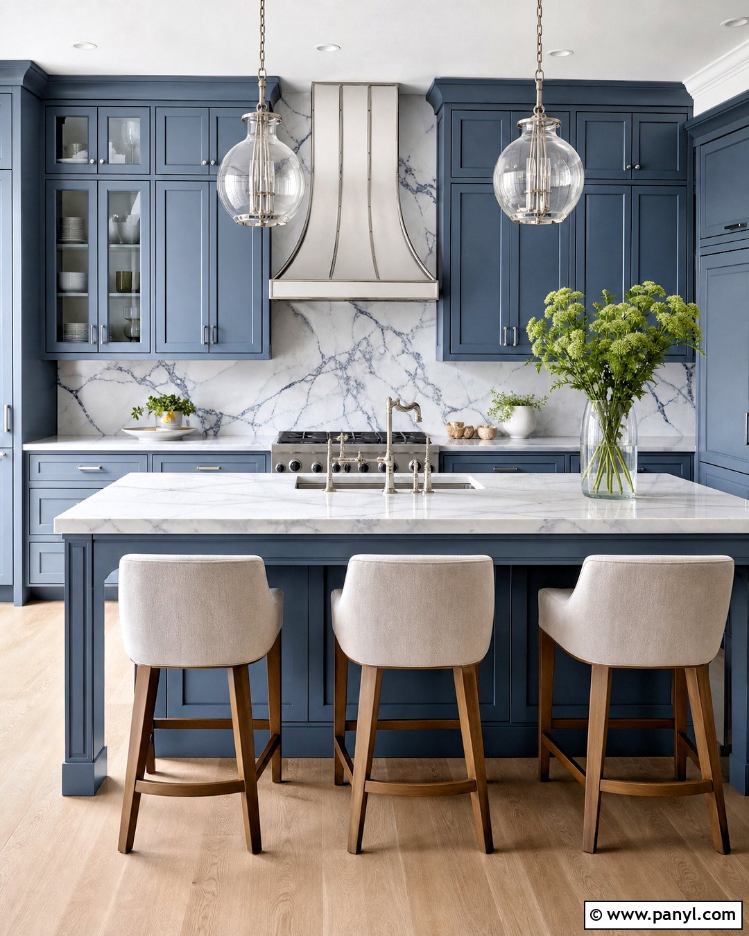 Slate Blue Kitchen With Marble Backsplash - 20 slate blue kitchen ideas