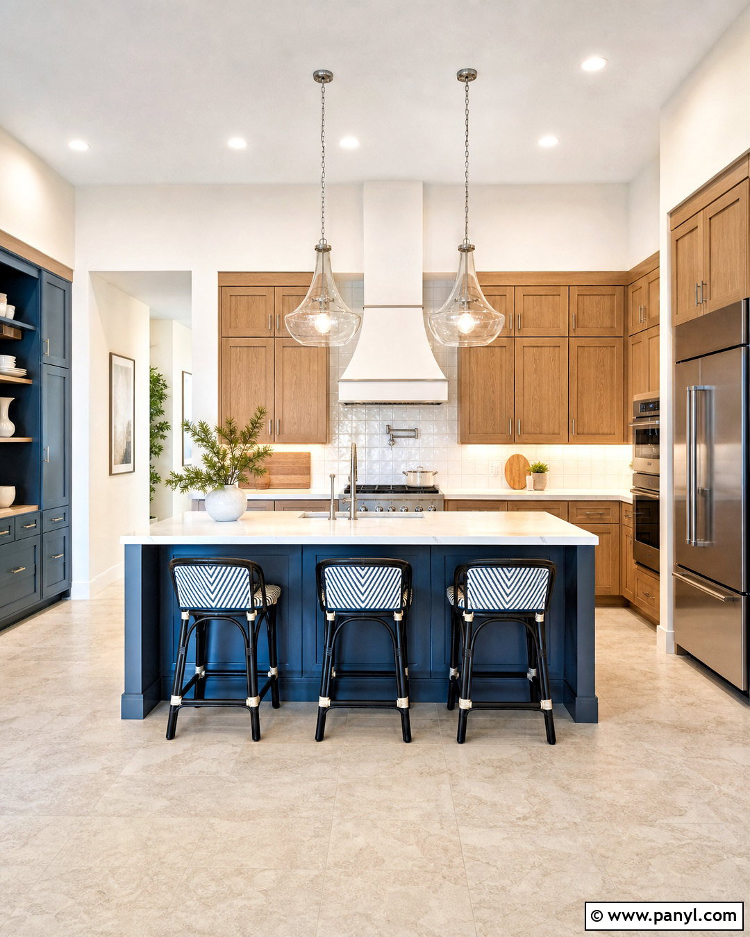 Slate Blue Kitchen With Oak Cabinets - 20 kitchen color schemes with oak cabinets