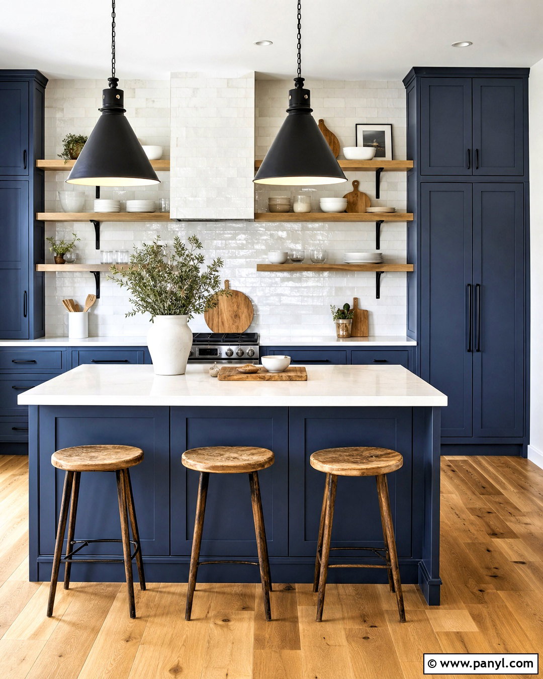 Slate Blue Kitchen With Open Shelving - 20 slate blue kitchen ideas